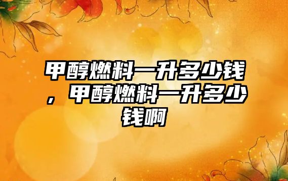 甲醇燃料一升多少錢，甲醇燃料一升多少錢啊