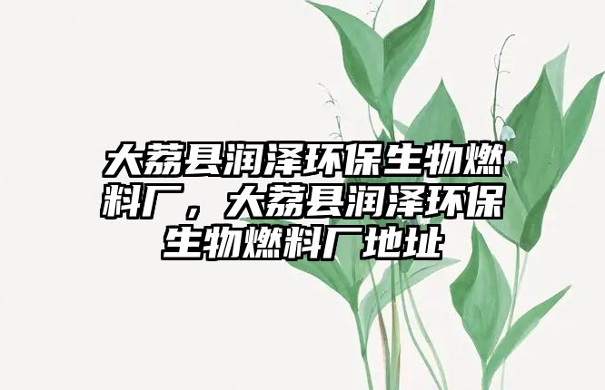 大荔縣潤澤環(huán)保生物燃料廠，大荔縣潤澤環(huán)保生物燃料廠地址