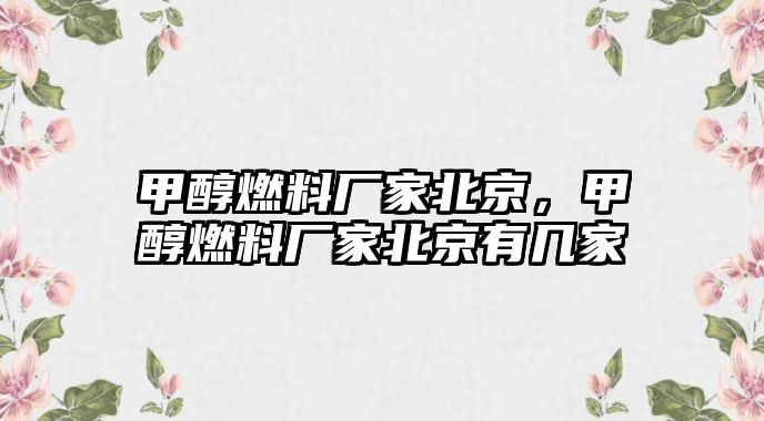 甲醇燃料廠家北京，甲醇燃料廠家北京有幾家