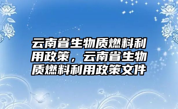 云南省生物質燃料利用政策，云南省生物質燃料利用政策文件