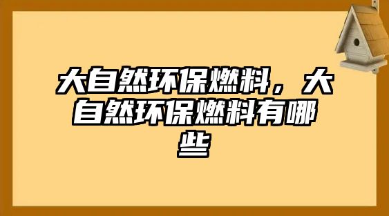 大自然環(huán)保燃料，大自然環(huán)保燃料有哪些