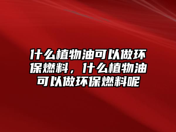 什么植物油可以做環(huán)保燃料，什么植物油可以做環(huán)保燃料呢