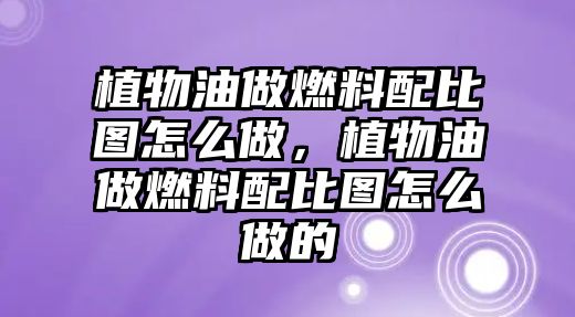 植物油做燃料配比圖怎么做，植物油做燃料配比圖怎么做的