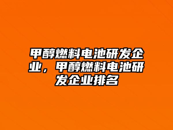 甲醇燃料電池研發(fā)企業(yè)，甲醇燃料電池研發(fā)企業(yè)排名