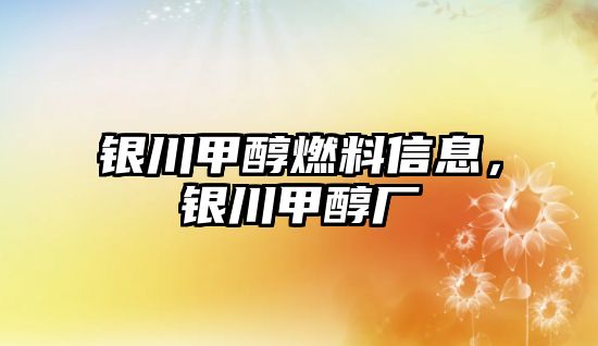 銀川甲醇燃料信息，銀川甲醇廠