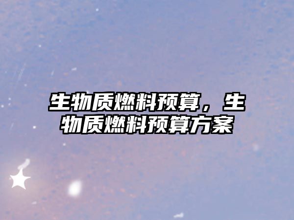 生物質(zhì)燃料預(yù)算，生物質(zhì)燃料預(yù)算方案