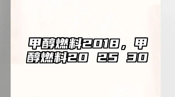 甲醇燃料2018，甲醇燃料20 25 30