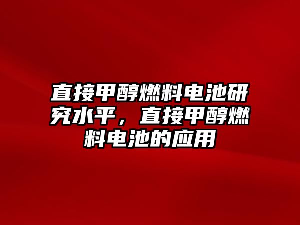 直接甲醇燃料電池研究水平，直接甲醇燃料電池的應(yīng)用