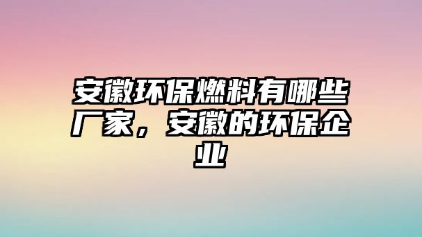 安徽環(huán)保燃料有哪些廠家，安徽的環(huán)保企業(yè)