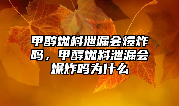 甲醇燃料泄漏會爆炸嗎，甲醇燃料泄漏會爆炸嗎為什么