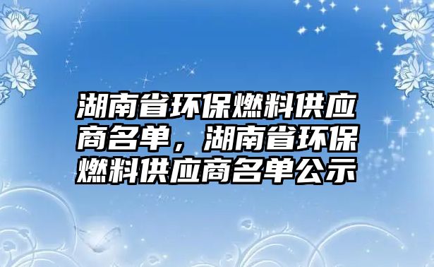 湖南省環(huán)保燃料供應(yīng)商名單，湖南省環(huán)保燃料供應(yīng)商名單公示