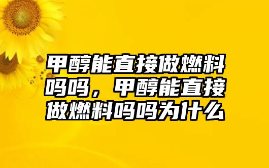 甲醇能直接做燃料嗎嗎，甲醇能直接做燃料嗎嗎為什么