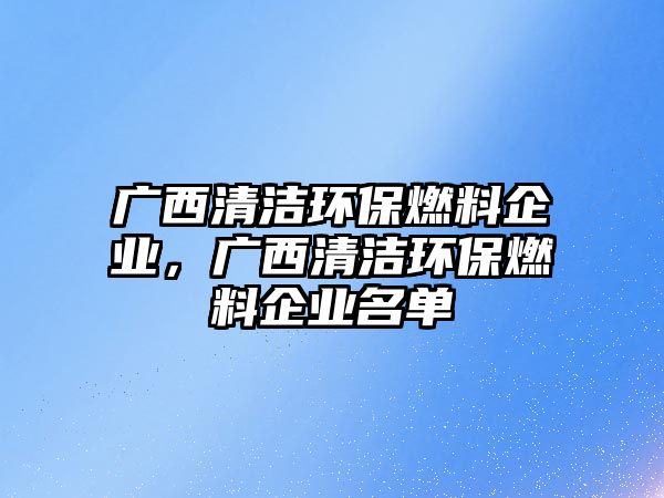 廣西清潔環(huán)保燃料企業(yè)，廣西清潔環(huán)保燃料企業(yè)名單