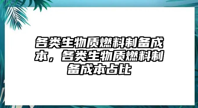 各類生物質(zhì)燃料制備成本，各類生物質(zhì)燃料制備成本占比