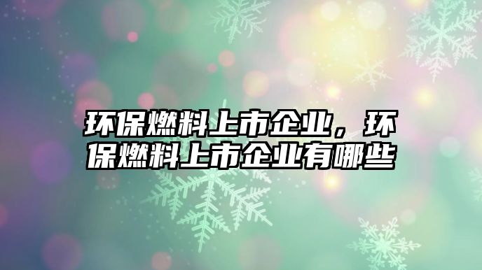 環(huán)保燃料上市企業(yè)，環(huán)保燃料上市企業(yè)有哪些