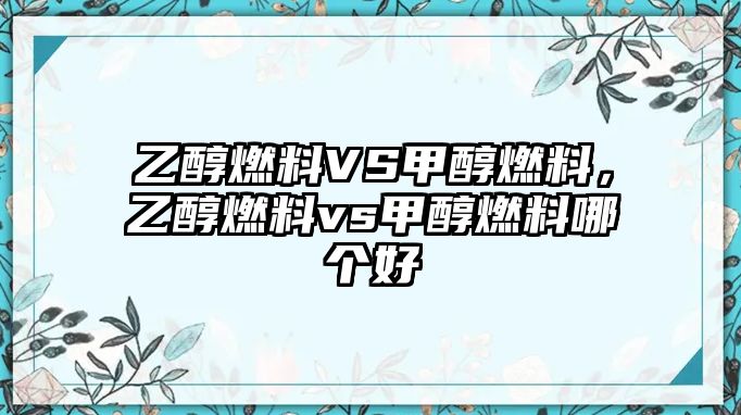 乙醇燃料VS甲醇燃料，乙醇燃料vs甲醇燃料哪個(gè)好