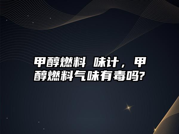 甲醇燃料篜味計，甲醇燃料氣味有毒嗎?