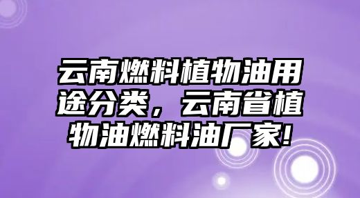 云南燃料植物油用途分類(lèi)，云南省植物油燃料油廠家!