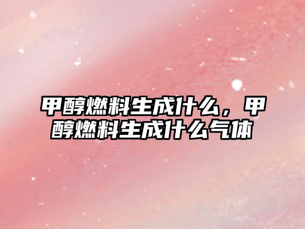 甲醇燃料生成什么，甲醇燃料生成什么氣體