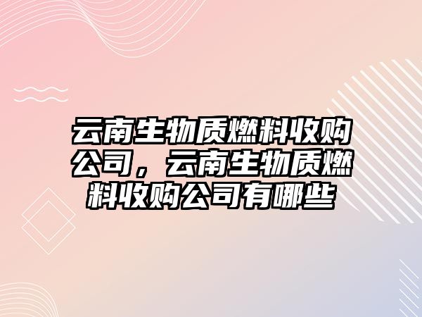 云南生物質(zhì)燃料收購(gòu)公司，云南生物質(zhì)燃料收購(gòu)公司有哪些