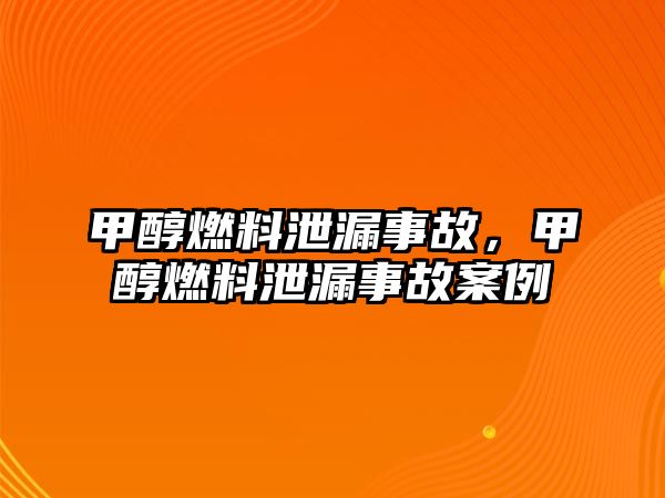 甲醇燃料泄漏事故，甲醇燃料泄漏事故案例