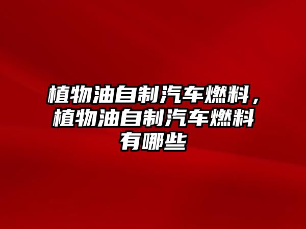 植物油自制汽車燃料，植物油自制汽車燃料有哪些