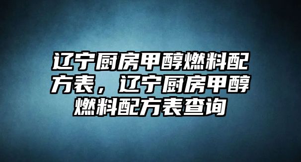 遼寧廚房甲醇燃料配方表，遼寧廚房甲醇燃料配方表查詢