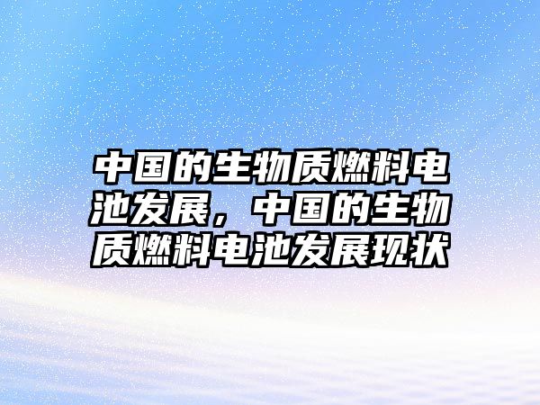 中國的生物質(zhì)燃料電池發(fā)展，中國的生物質(zhì)燃料電池發(fā)展現(xiàn)狀