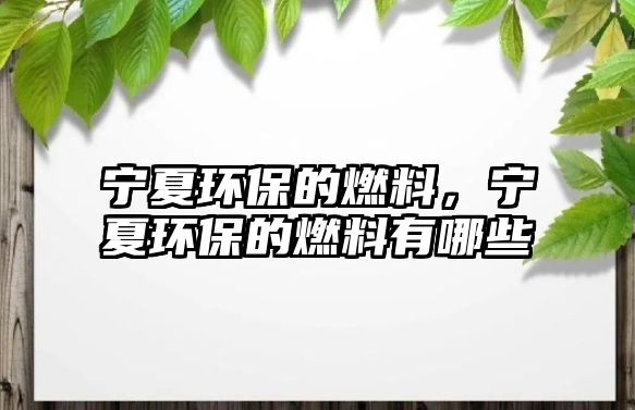 寧夏環(huán)保的燃料，寧夏環(huán)保的燃料有哪些