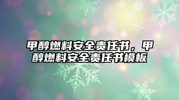 甲醇燃料安全責(zé)任書，甲醇燃料安全責(zé)任書模板