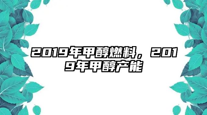 2019年甲醇燃料，2019年甲醇產(chǎn)能