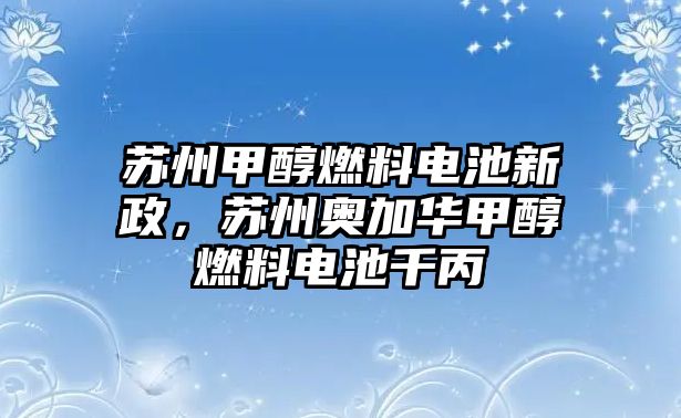 蘇州甲醇燃料電池新政，蘇州奧加華甲醇燃料電池千丙