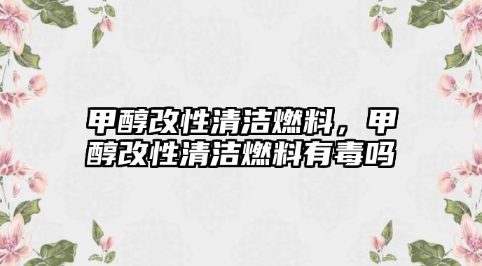 甲醇改性清潔燃料，甲醇改性清潔燃料有毒嗎