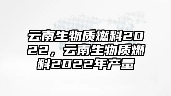 云南生物質(zhì)燃料2022，云南生物質(zhì)燃料2022年產(chǎn)量