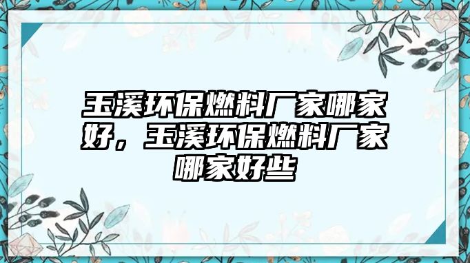 玉溪環(huán)保燃料廠家哪家好，玉溪環(huán)保燃料廠家哪家好些