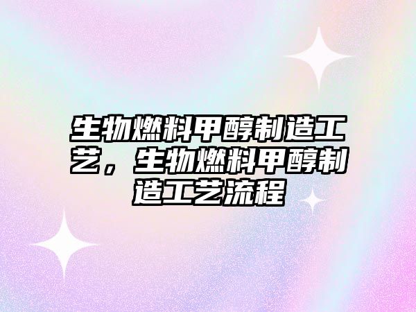 生物燃料甲醇制造工藝，生物燃料甲醇制造工藝流程