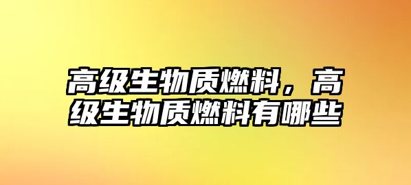 高級生物質燃料，高級生物質燃料有哪些