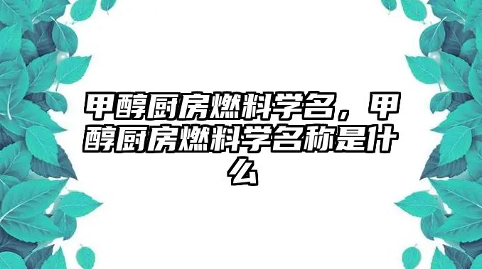 甲醇廚房燃料學名，甲醇廚房燃料學名稱是什么