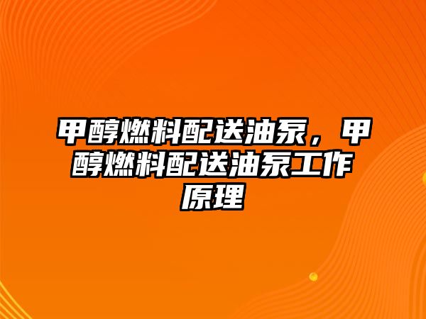 甲醇燃料配送油泵，甲醇燃料配送油泵工作原理