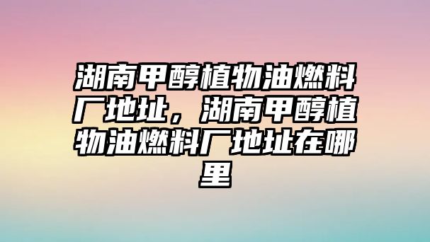 湖南甲醇植物油燃料廠地址，湖南甲醇植物油燃料廠地址在哪里