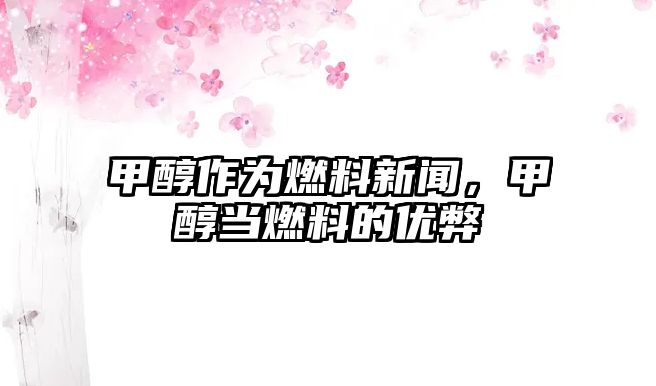 甲醇作為燃料新聞，甲醇當燃料的優(yōu)弊