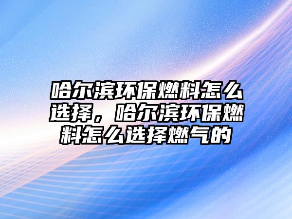 哈爾濱環(huán)保燃料怎么選擇，哈爾濱環(huán)保燃料怎么選擇燃氣的