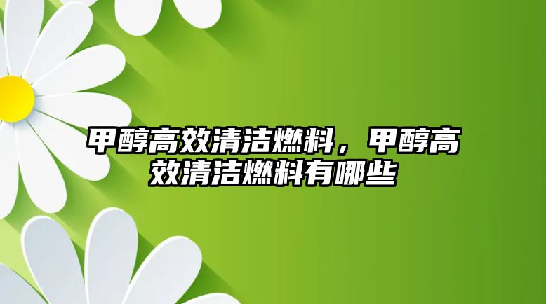 甲醇高效清潔燃料，甲醇高效清潔燃料有哪些