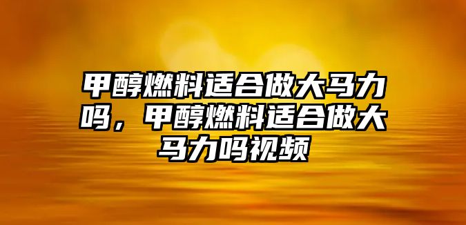 甲醇燃料適合做大馬力嗎，甲醇燃料適合做大馬力嗎視頻