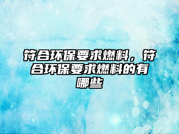 符合環(huán)保要求燃料，符合環(huán)保要求燃料的有哪些