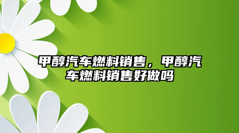 甲醇汽車燃料銷售，甲醇汽車燃料銷售好做嗎