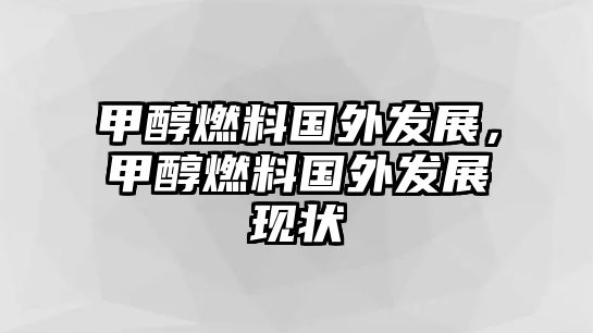 甲醇燃料國外發(fā)展，甲醇燃料國外發(fā)展現(xiàn)狀