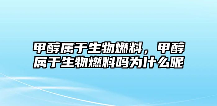 甲醇屬于生物燃料，甲醇屬于生物燃料嗎為什么呢