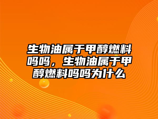 生物油屬于甲醇燃料嗎嗎，生物油屬于甲醇燃料嗎嗎為什么