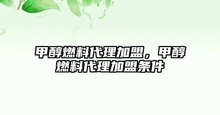 甲醇燃料代理加盟，甲醇燃料代理加盟條件